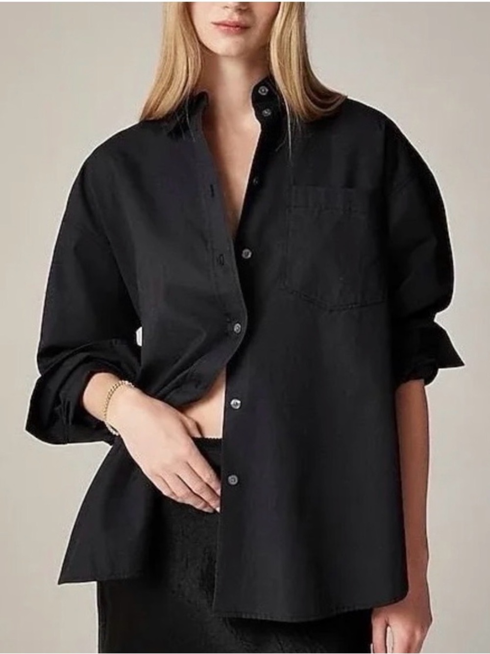 J.Crew Etienne Oversized Black Button Down Shirt - XXS